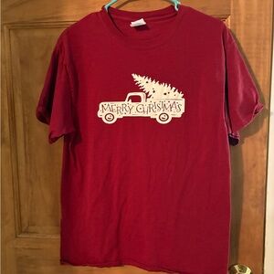 Port and Company Red Merry Christmas Tee